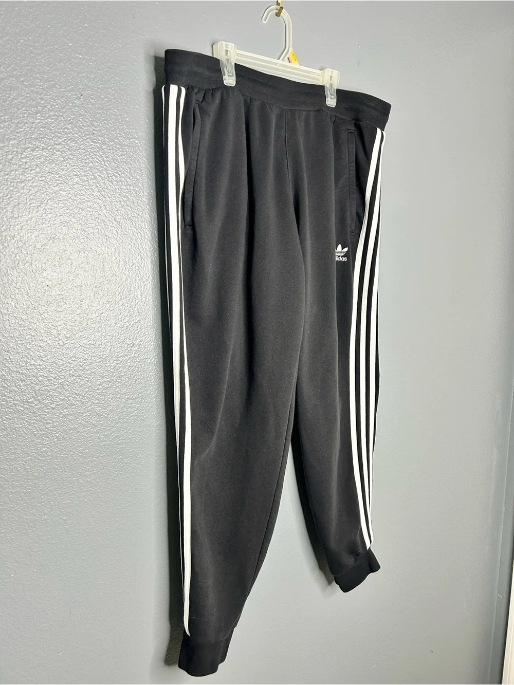 adidas Black Sweatpants with White Three-Stripe Sides Men’s XL